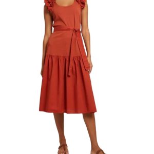 Everleigh Frilly Kleid in Cayenne 7764892221500