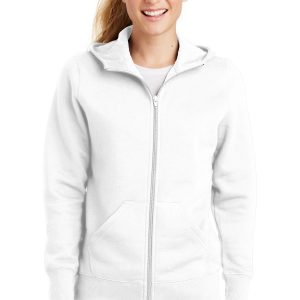 Sport-Tek Damen-Fleecejacke mit durchgehendem Reißverschluss und Kapuze. L265