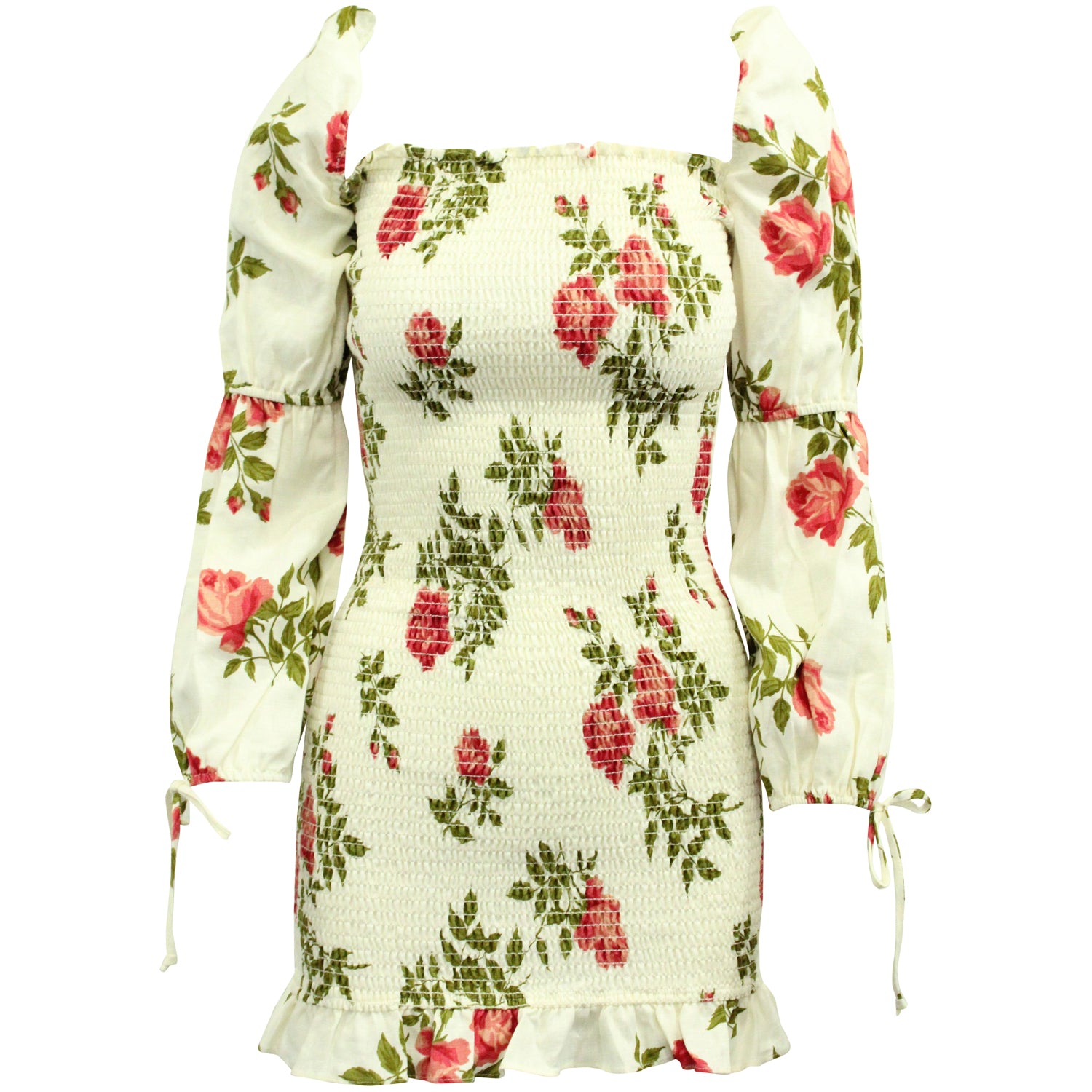 Reformation Hilary Jolie Kleid mit Blumenmuster in cremefarbenem Leinen