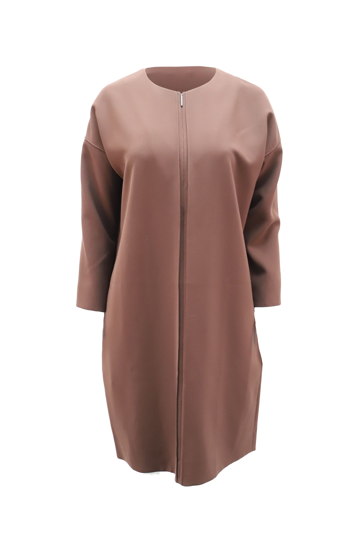 Vince Midi Sack Kleid mit Front Reißverschluss in braunem Polyester 7764864892988