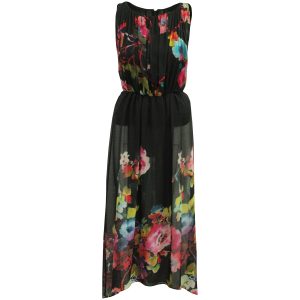 Alice + Olivia Aron mit Blumenmuster-Muster Maxikleid aus schwarzem Polyester