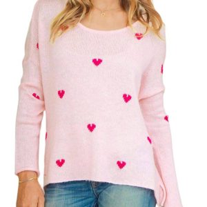 Mini Hearts Crew Pullover in arktischer Pink 7827055378492