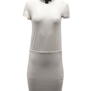 James Perse Fitted Kleid aus weißem Baumwoll-Jersey 7764867940412