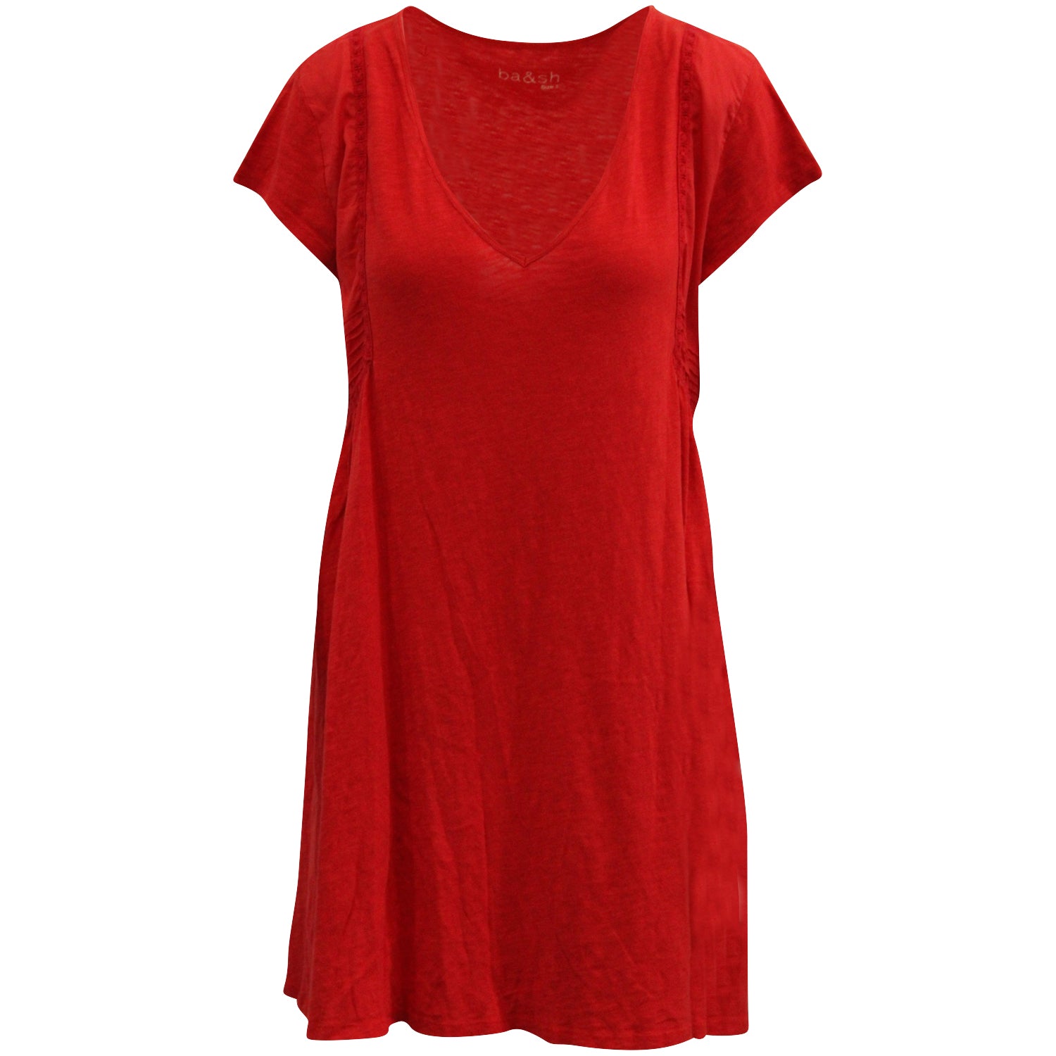 Ba&Sh Kleid mit V-Ausschnitt aus roter Baumwolle