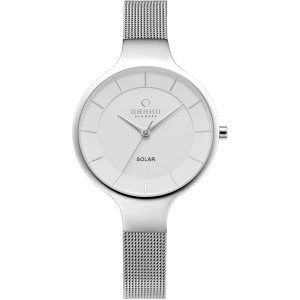 Obaku Damen Solar silberne Zifferblatt Armbanduhr