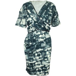 Celine Wrap Midikleid aus Teal Baumwolle 7764868726844