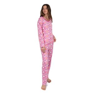 Damen zweiteilige Baumwolle locker Fit Pyjamas Einhorn Regenbogen