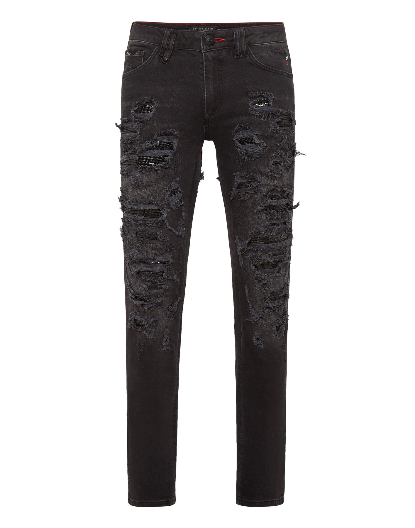 Denim schmale Passform mit Metallgewebe