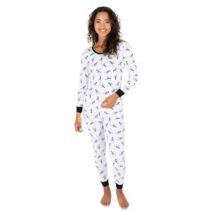Damen zwei Stück Baumwolle Pyjama Skelett weiß