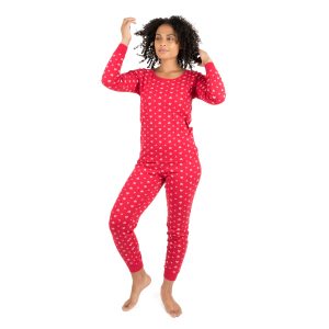 Damen zweiteilige Baumwolle Pyjamas Herzen Rosa