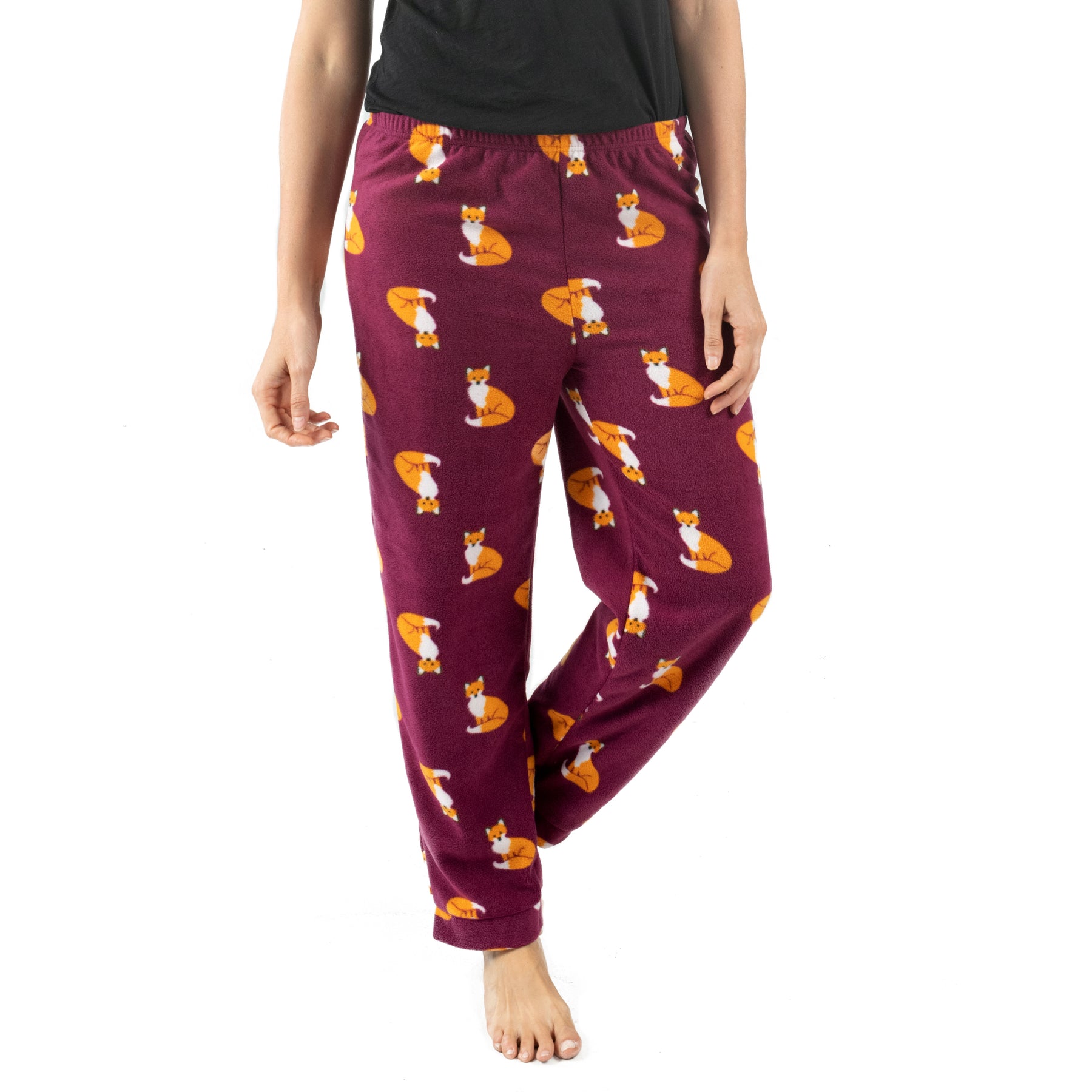Damen Fleece Pyjama Hose Fuchs