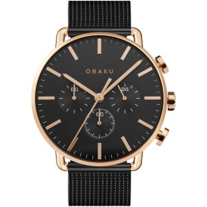 Obaku Herren havn schwarzen Zifferblatt Armbanduhr
