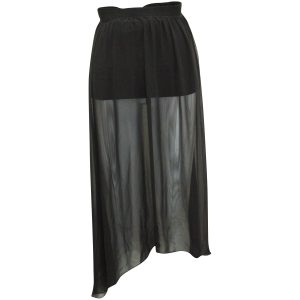 Alice + Olivia Rüschenverzierung Sheer Rock aus schwarzem Polyester