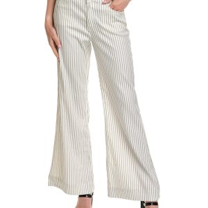 ASKK NY grauer Streifen Leinen-Bleder breiten Bein jean 7668164165692