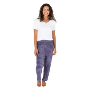 Damen Fleece Pyjama Hose gestreift