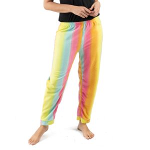 Damen Fleece Pyjama Hose Regenbogen