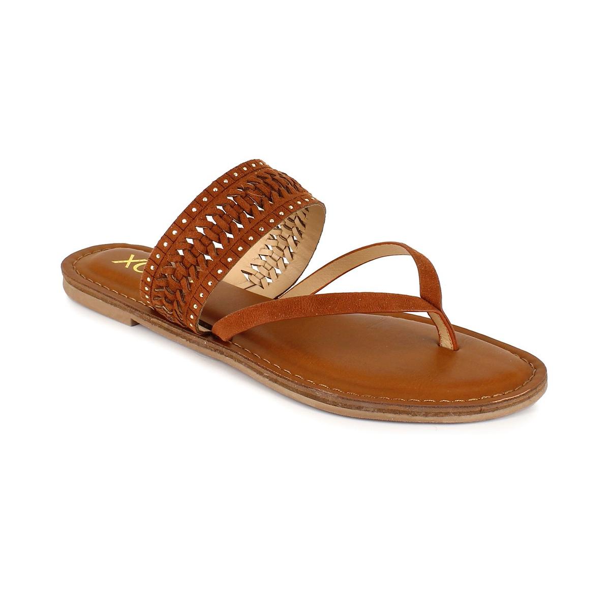 Flache Sandalen aus Leder von Robby Imitat