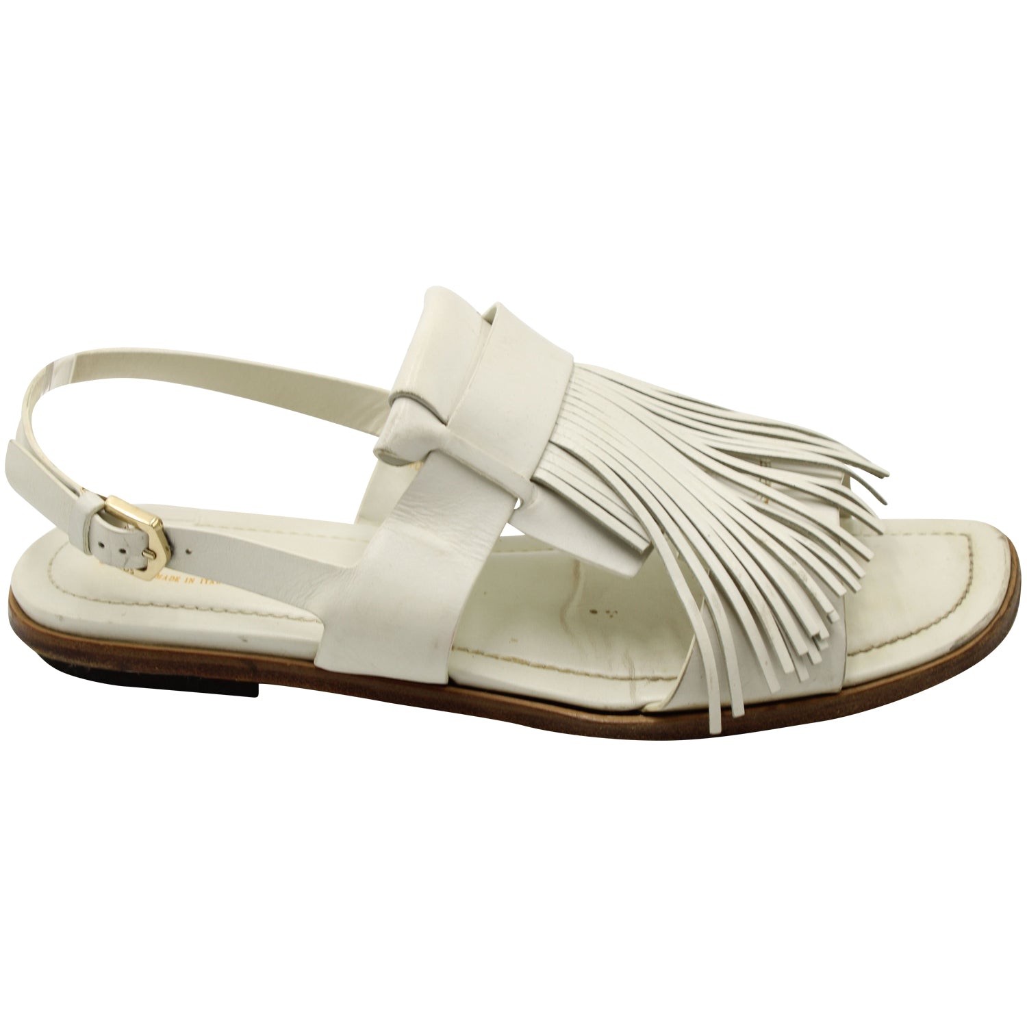 Tod's Flache Sandalen mit Fransen aus weißem Leder
