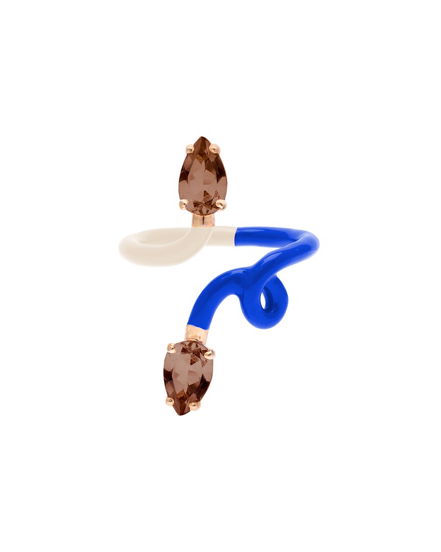 Bea Bongiasca Sie sind So Rebe 9K & Silber 1.52 ct. tw. Smocky Quarz Doppel