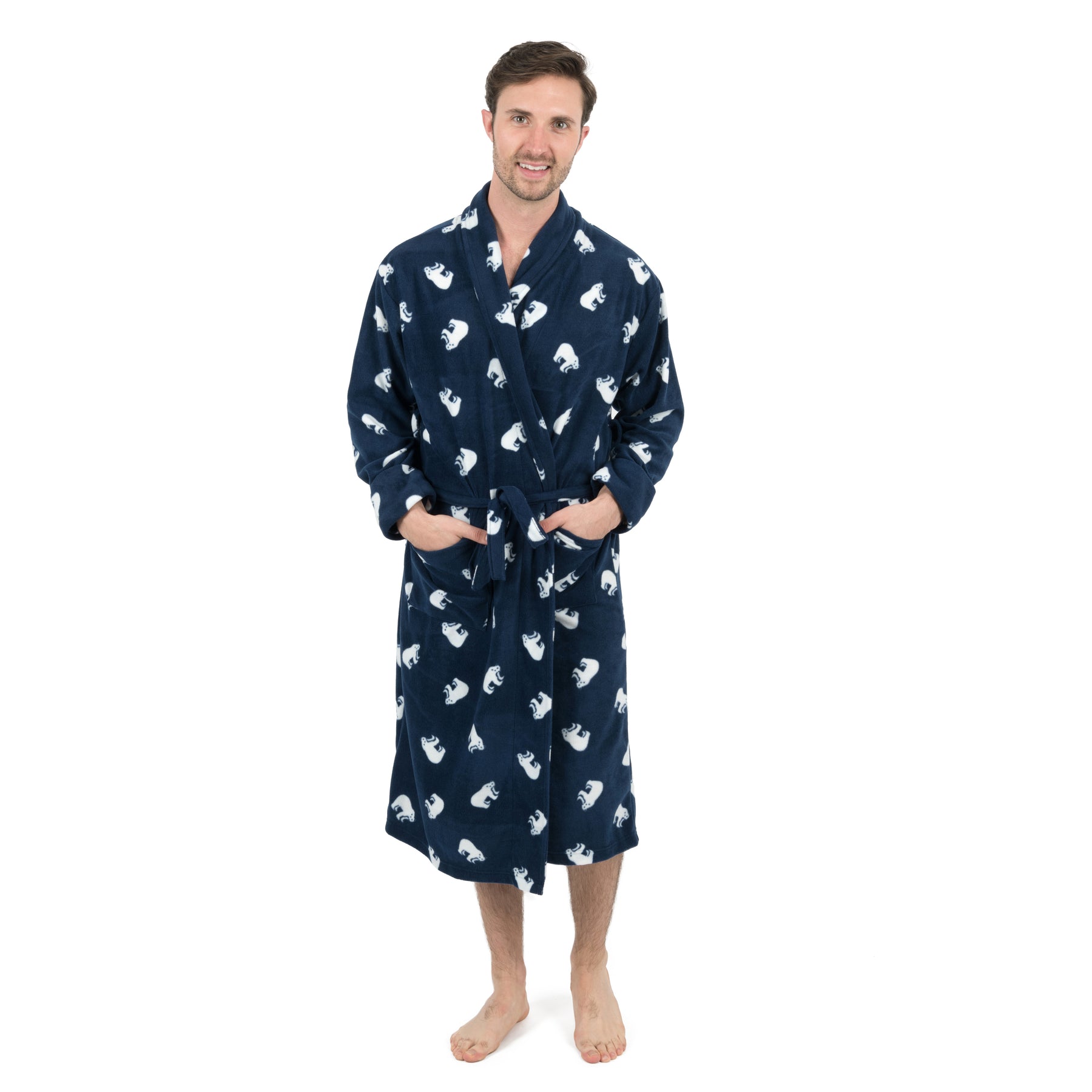 Weihnachten Herren Fleece Bademantel Eisbär