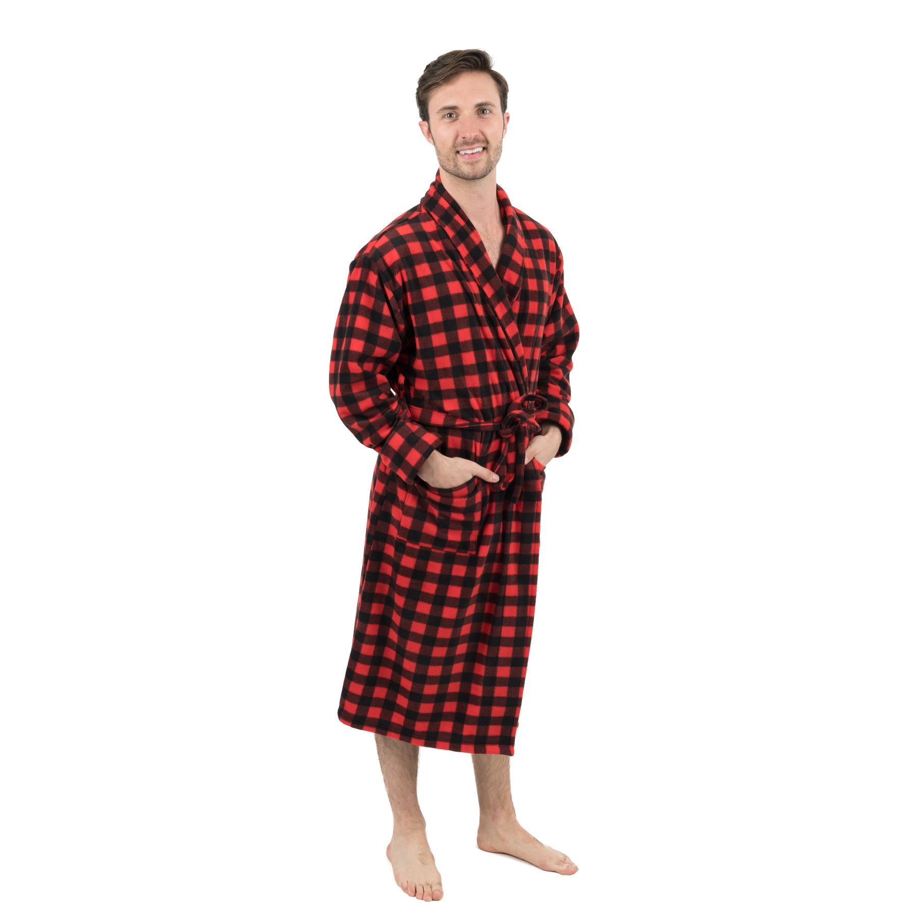 Weihnachten Herren Fleece Bademantel kariert