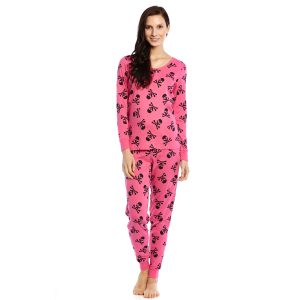 Damen zwei Stück Baumwolle Pyjama rosa Schädel