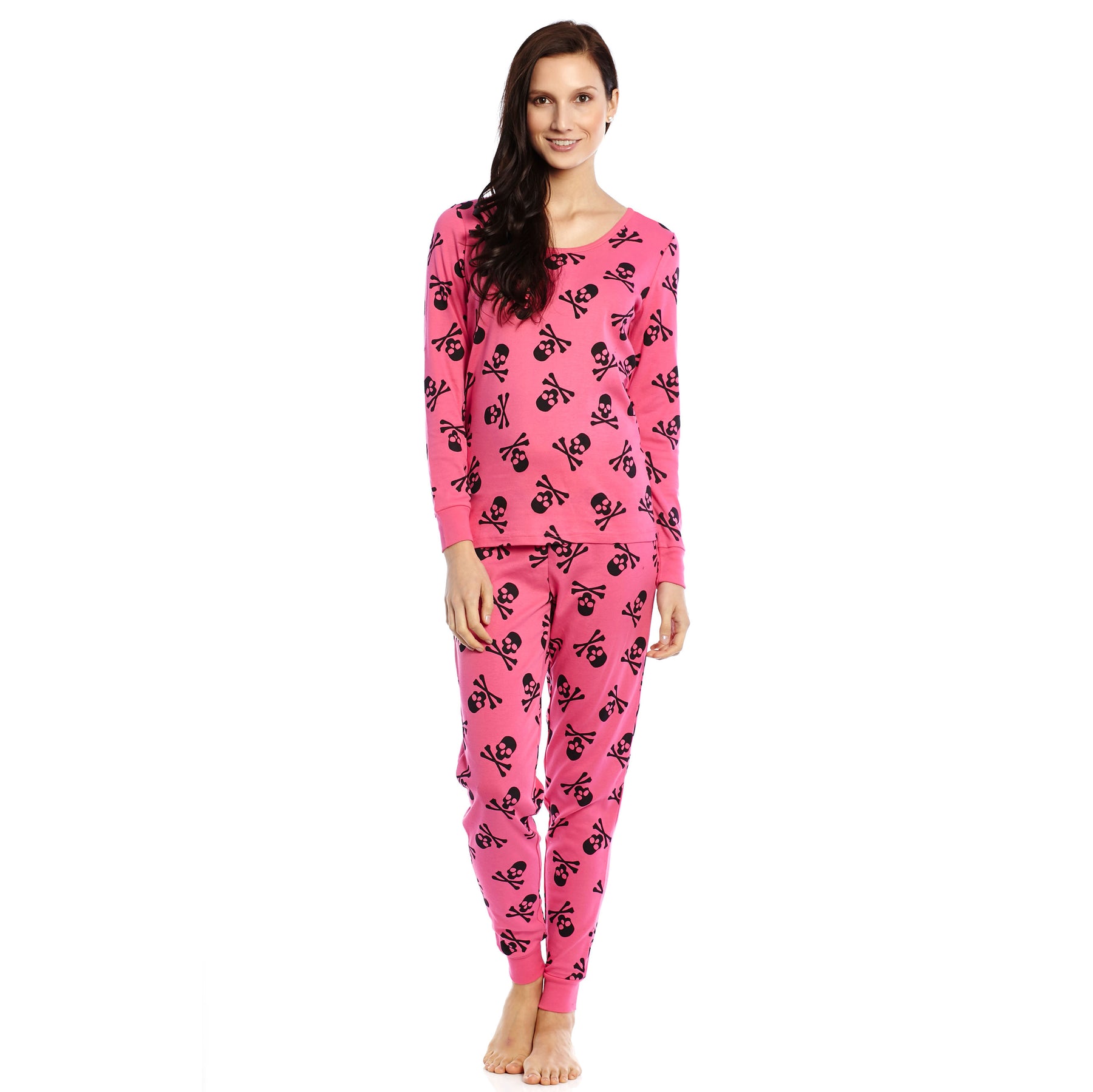 Damen zweiteilige Baumwolle Pyjamas rosa Schädel