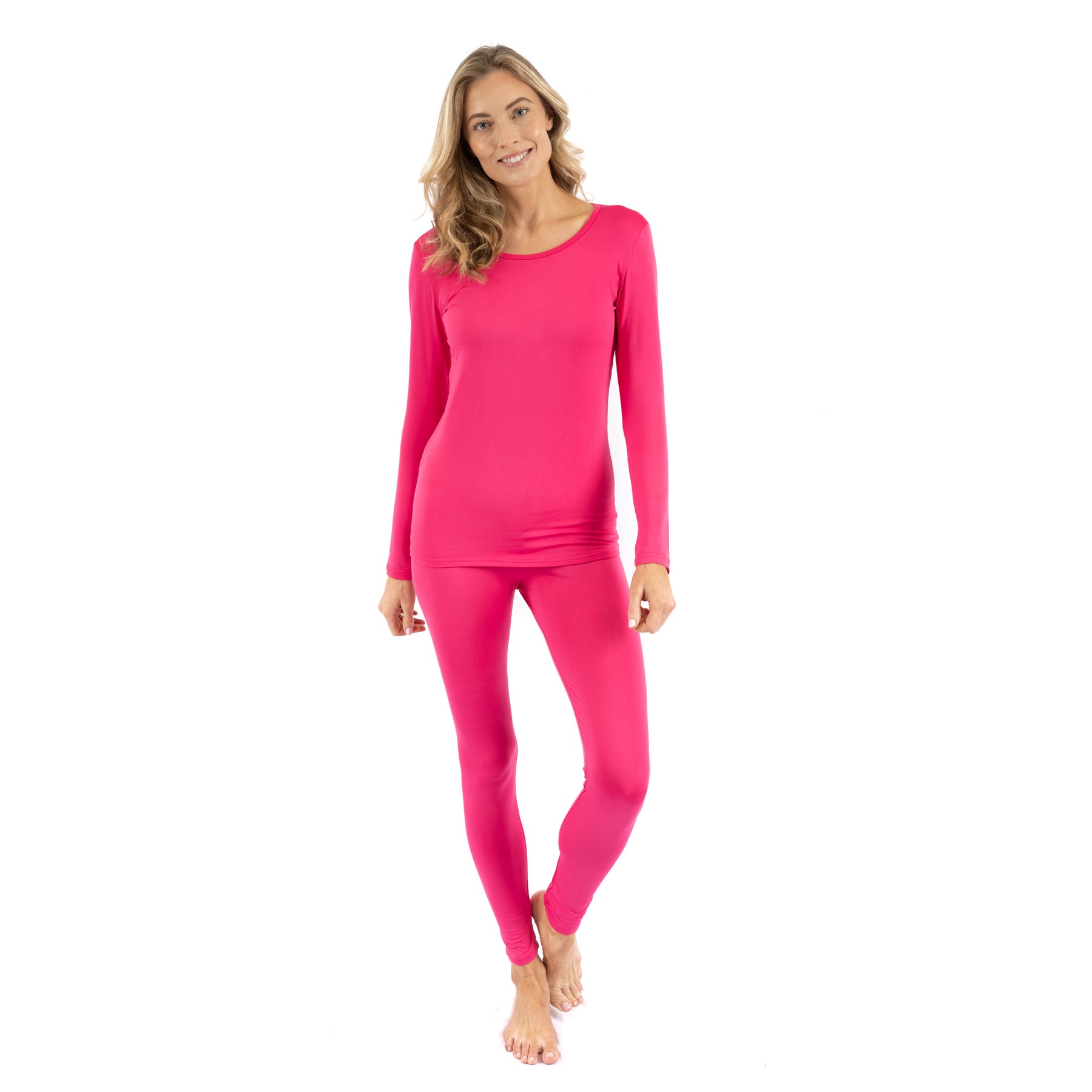 Damen zweiteilige klassische solide thermische Pyjamas