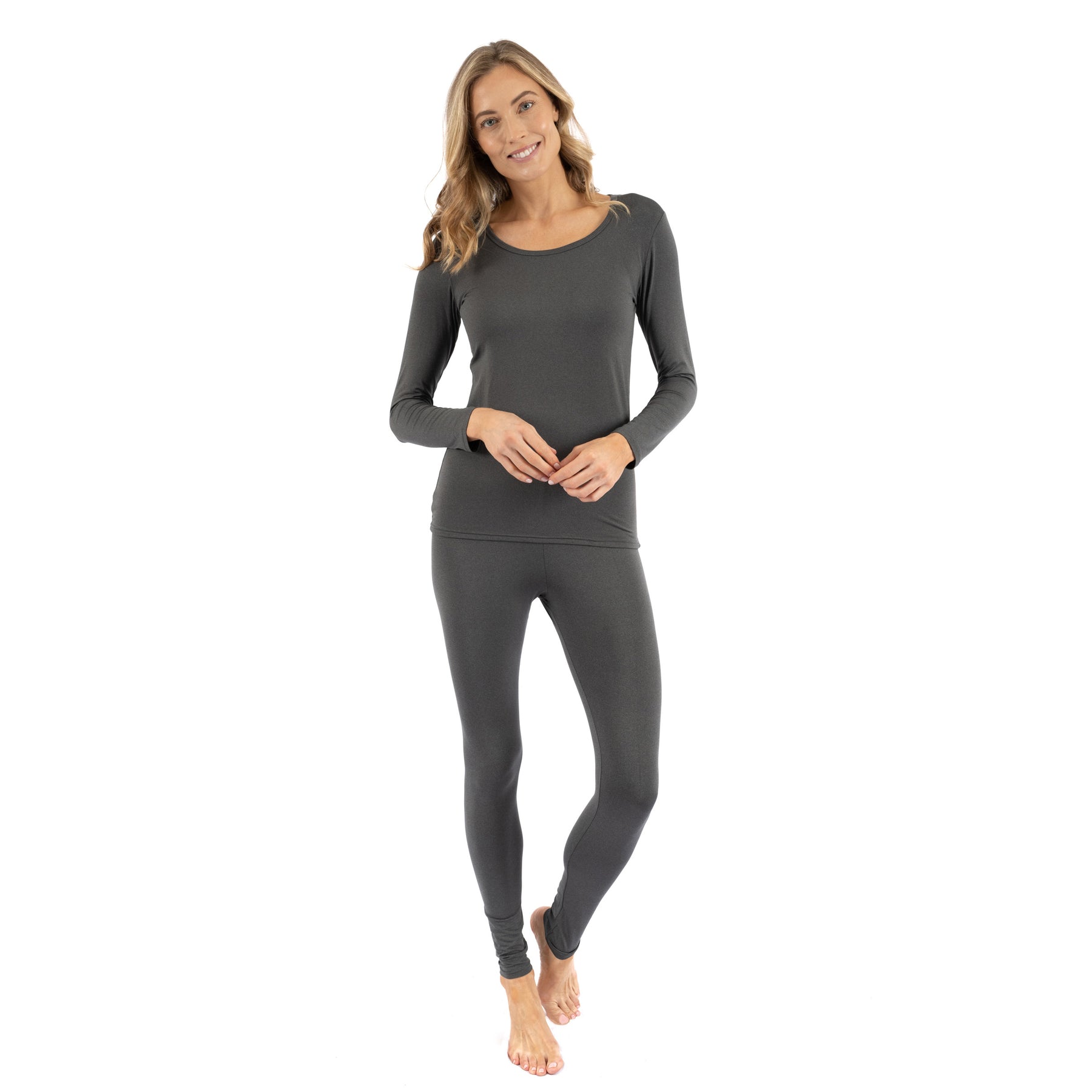 Damen zweiteilige neutrale solide thermische Pyjamas