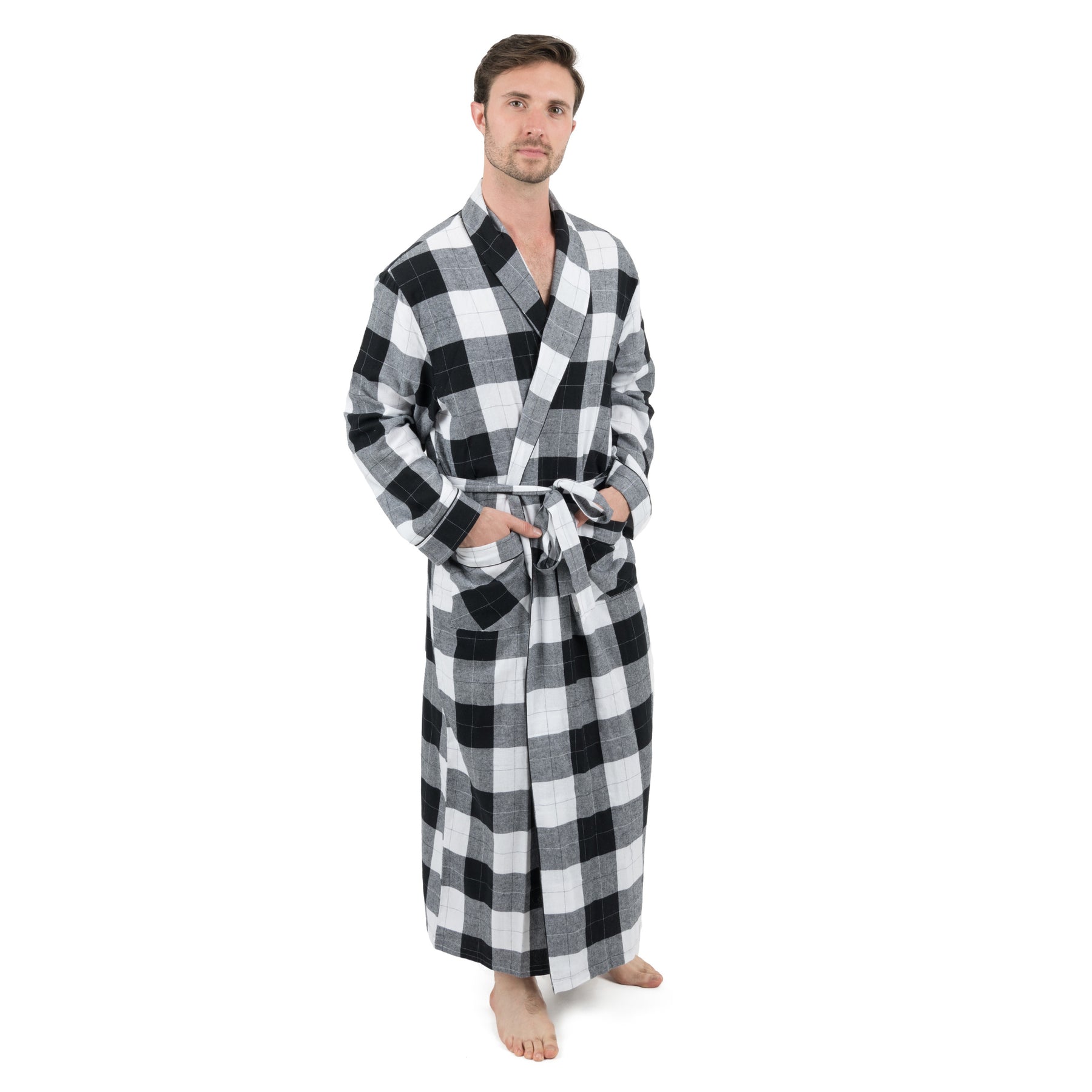 Weihnachten Herren Flanell Bademantel kariert