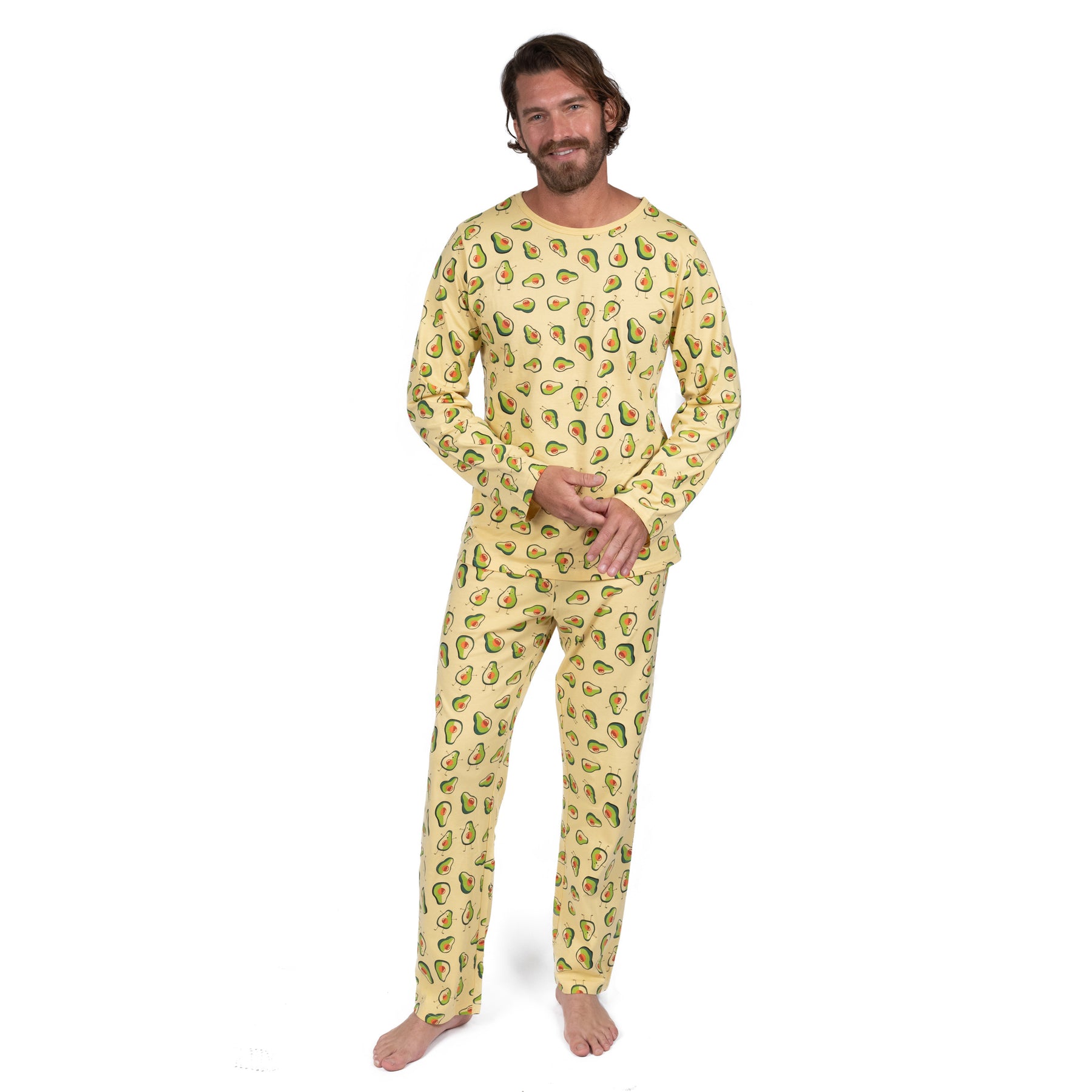 Herren zweiteilige Baumwolle lose Fit Pyjamas Avocado