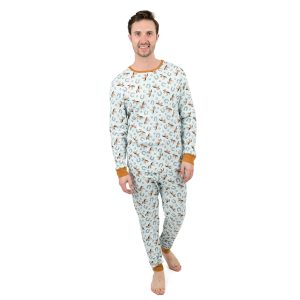 Herren zwei Stück Baumwolle Pyjama Pferd