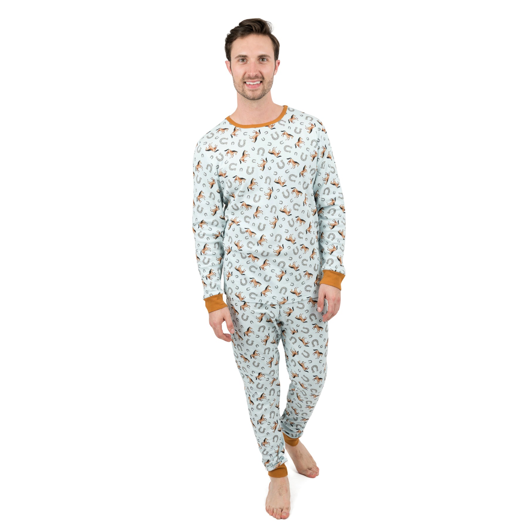 Herren Zwei Stück Baumwolle Pyjamas Pferd