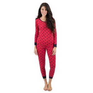 Damen zweiteilige Baumwolle Pyjamas Dunkelblau Herzen