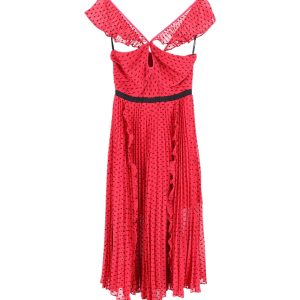 Self-Portrait Rüschen getrimmt Falten Kleid in rosa Polyester