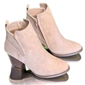 Wildleder gestapelt grob Heel Booties in Taupe
