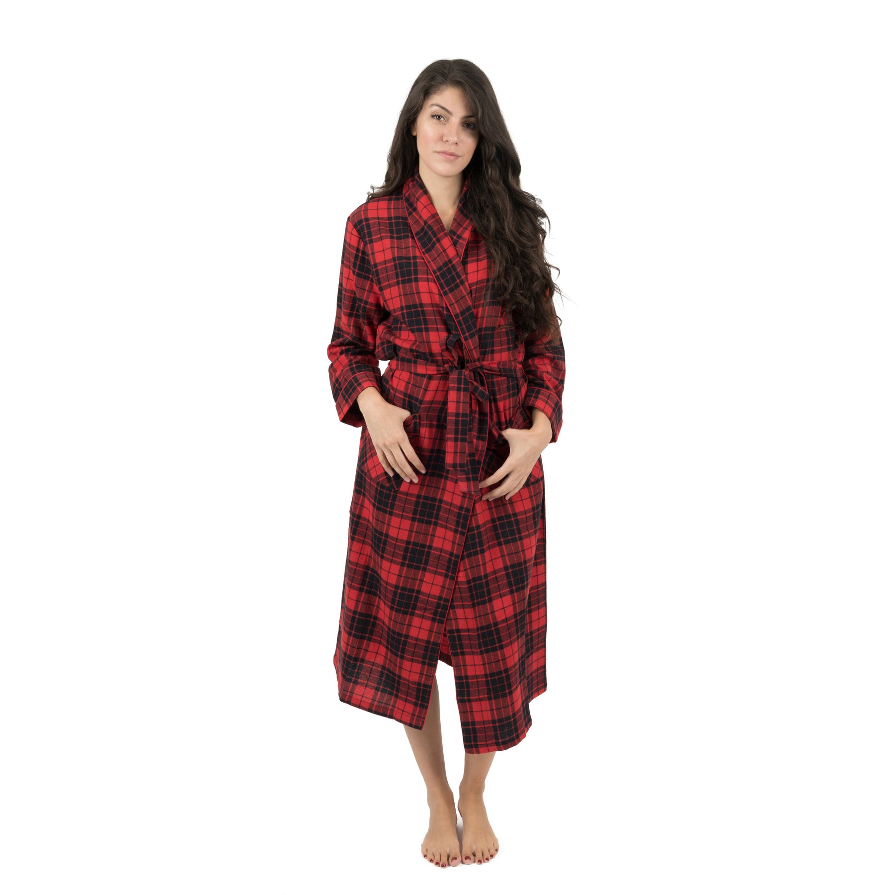 Weihnachten Damen Flanell Bademantel kariert
