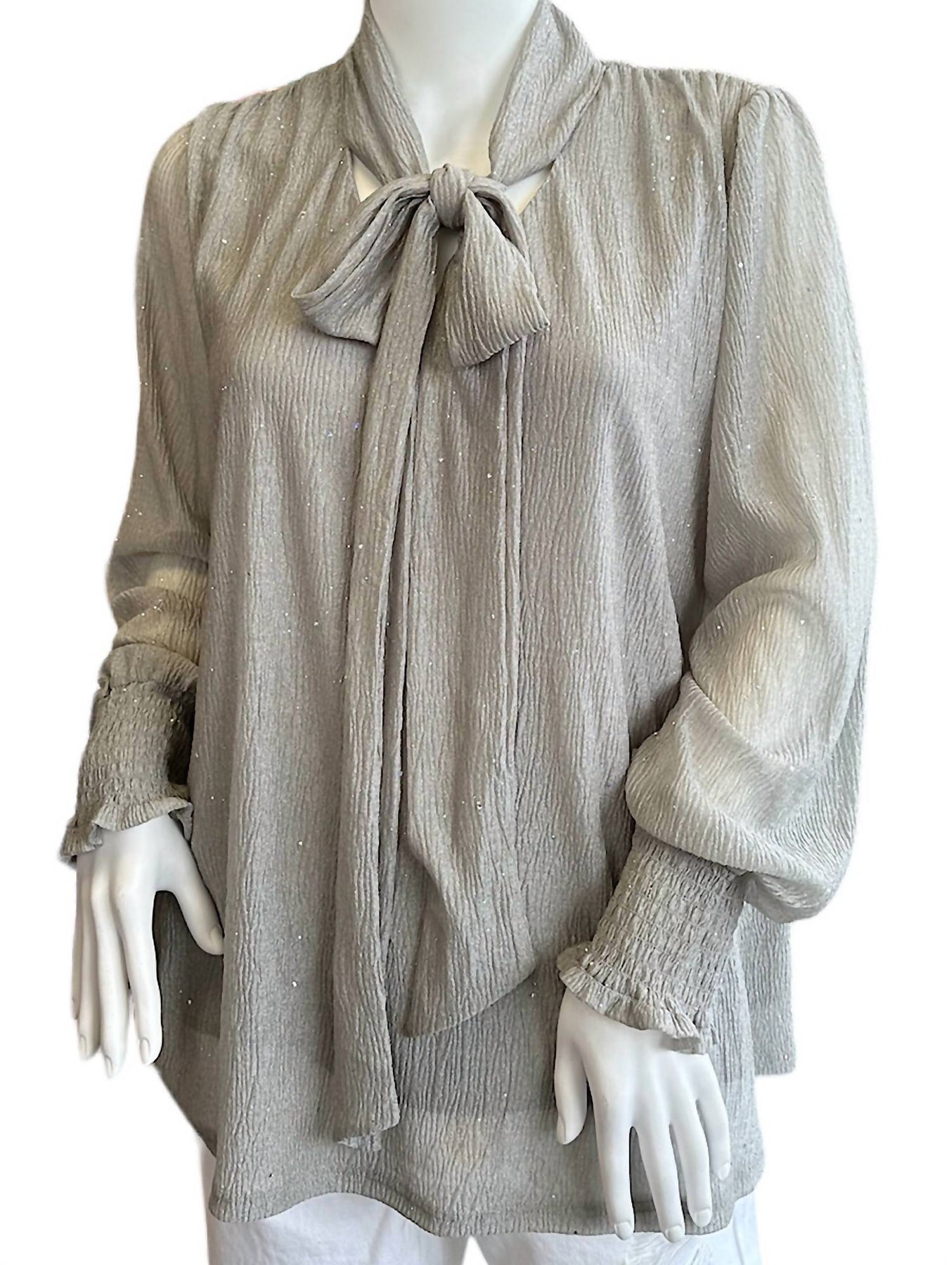 Chiffon Bluse im Salbeigrau