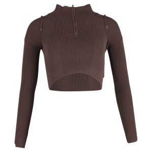 Jacquemus La Maille Bormio Kurzpullover aus brauner Wolle