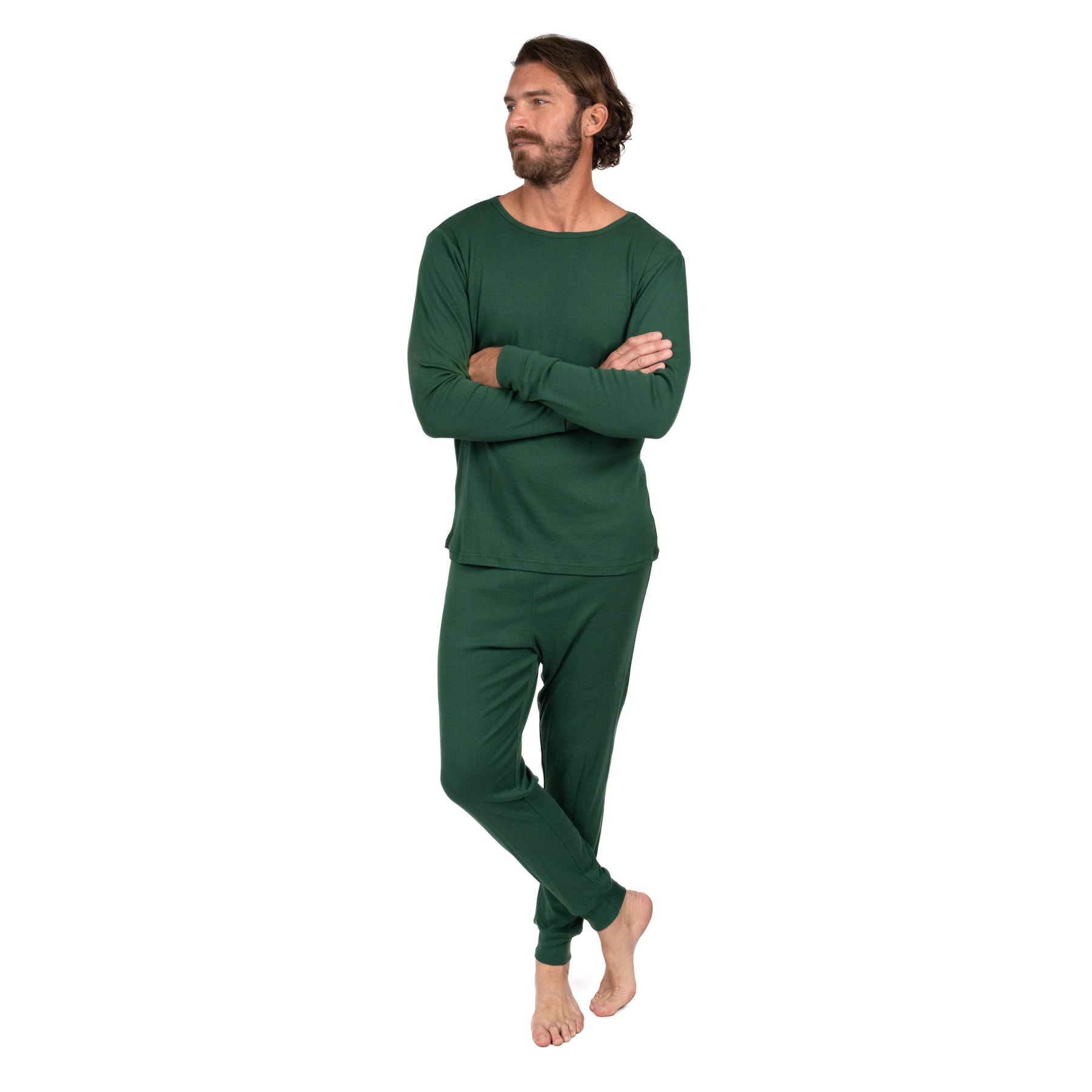 Herren zweiteilige Baumwolle Pyjamas Boho Volltonfarbe