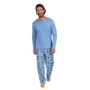 Weihnachten Herren Baumwolle Top und Fleece Hose Pyjamas Pinguin