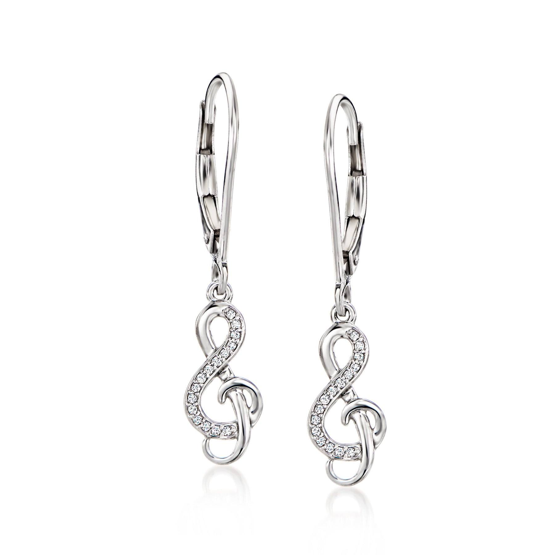 Ross-Simons Diamant-Accented Treble Clef Ohrringe in Sterling Silber
