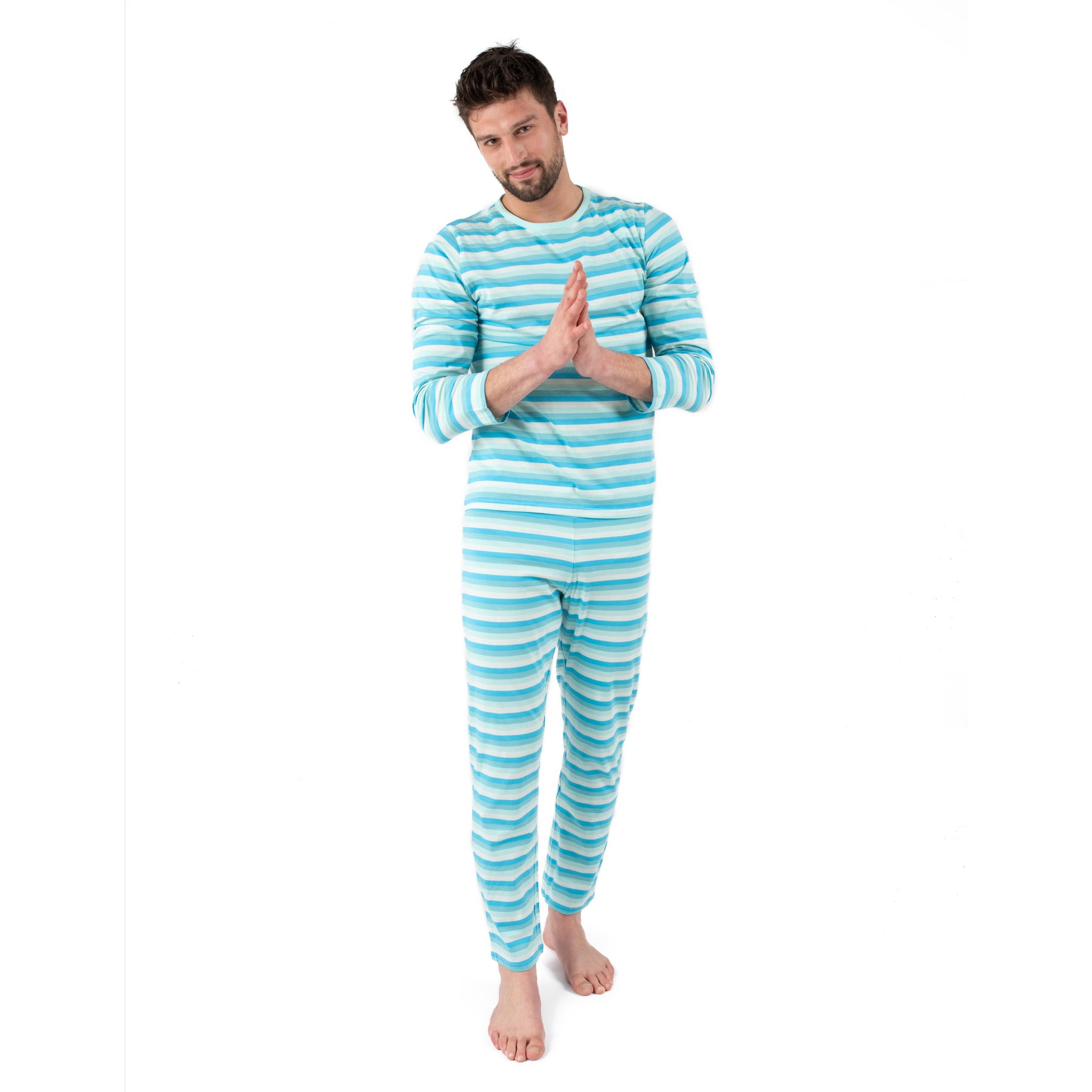 Herren zweiteilige Baumwolle locker Fit Pyjamas Orca Streifen