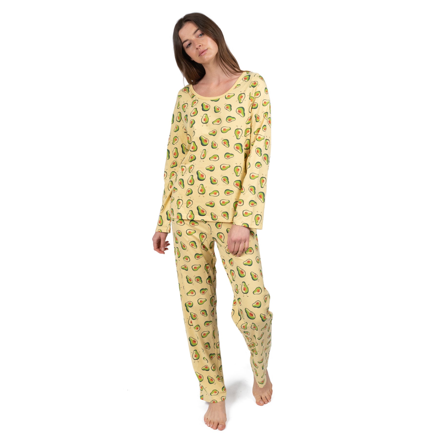 Damen zweiteilige Baumwolle lose Fit Pyjamas Avocado