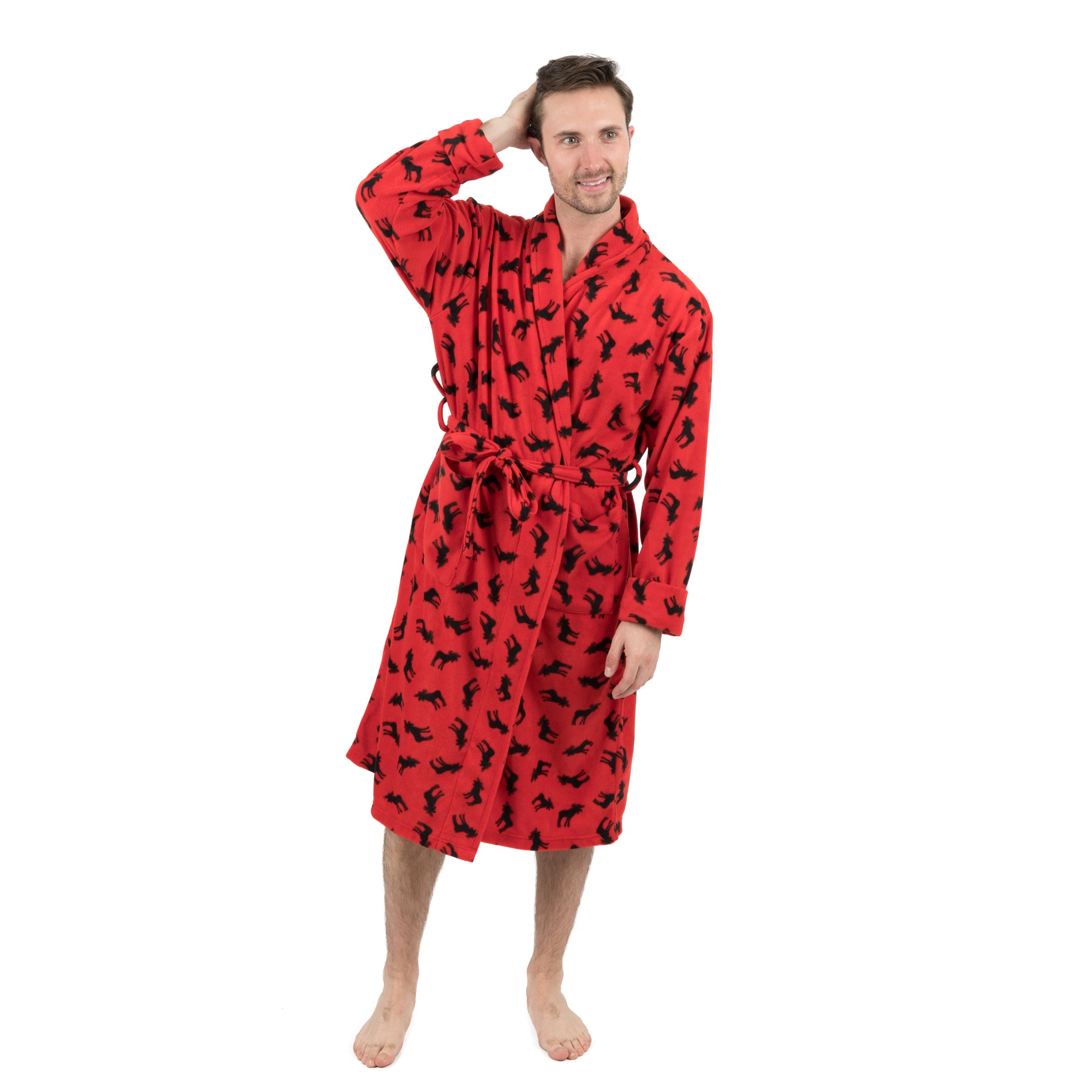 Weihnachten Herren Fleece Bademantel Elch