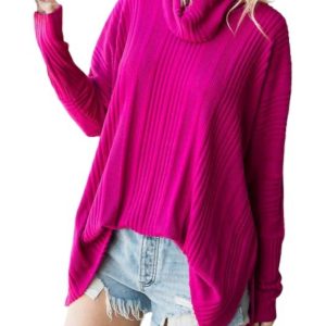 Brushed gerippte entspannte Spitze in fuchsia 7764897038396