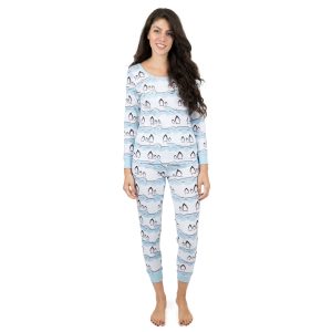 Weihnachten Damen zwei Stück Baumwolle Pyjamas Pinguin