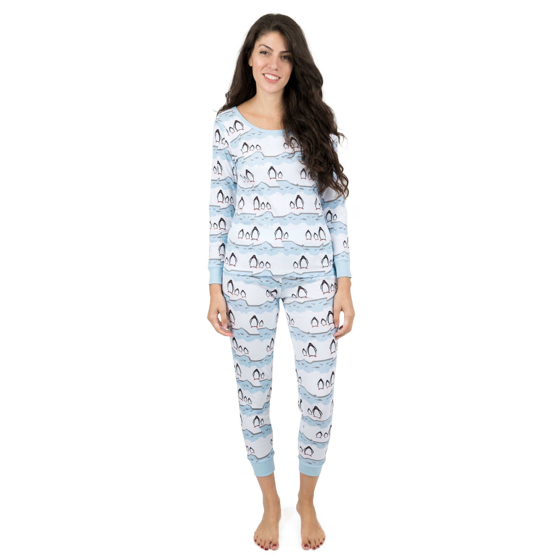 Weihnachten Damen zwei Stück Baumwolle Pyjamas Pinguin