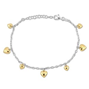 Mimi & Max Children’s Heart Charm Station Armband Diamant Kabelkette aus Sterling Silber – 6.5+1 in.