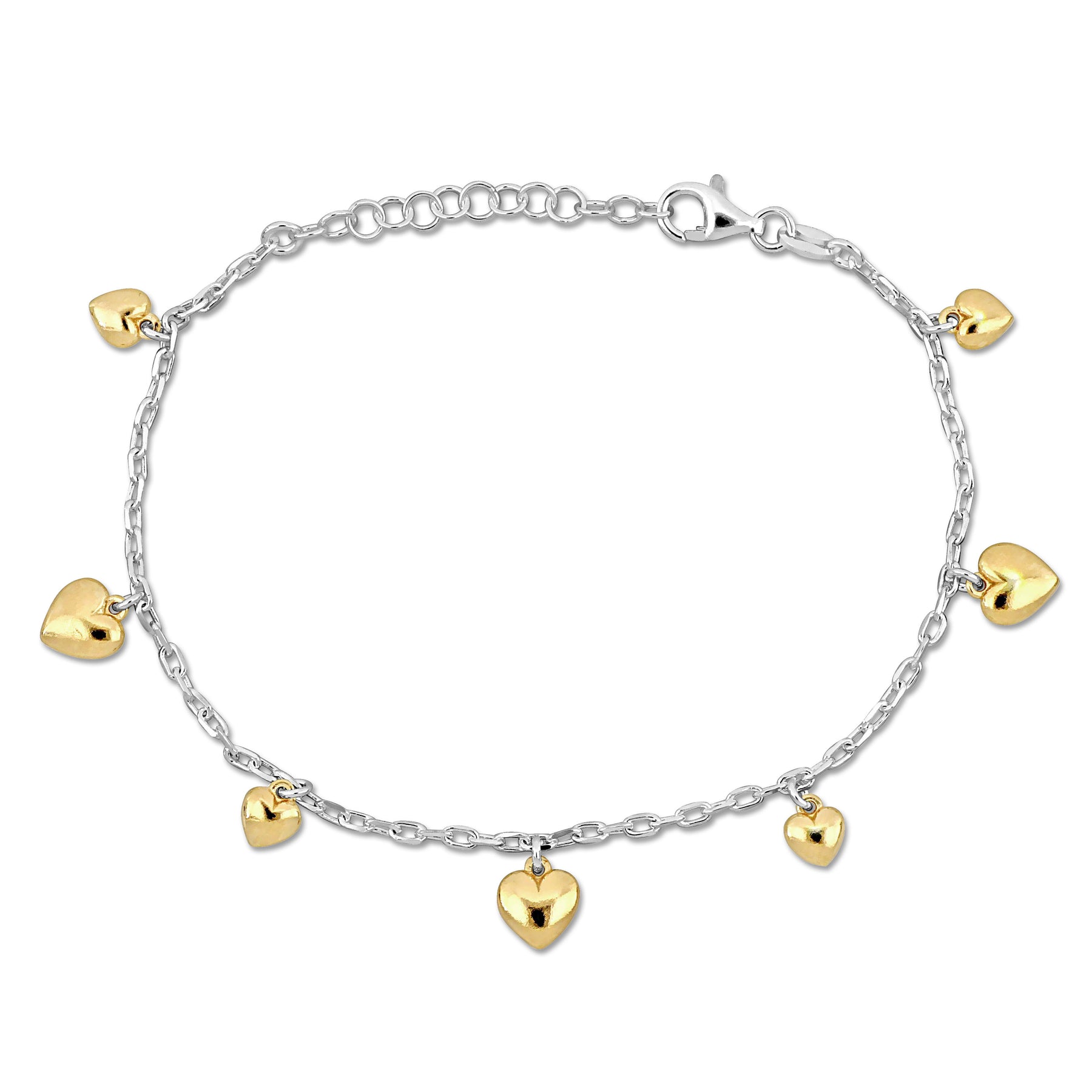 Mimi & Max Kinder Herz Charm Station Armband Diamant-Schnitt Kabel Kette in Sterling Silber – 6.5+1 in